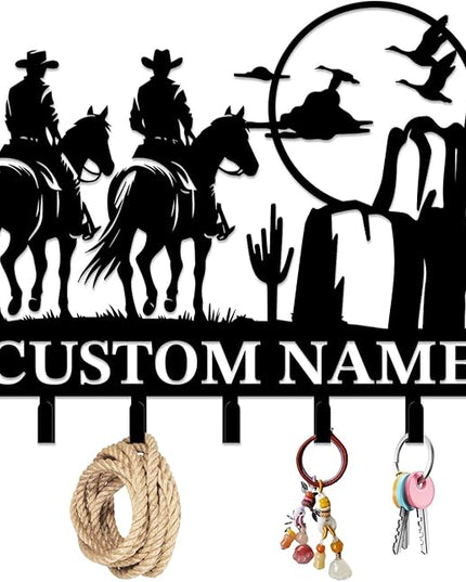 peanut case Personalized Farm Horse Keys Hooks,Custom Name Metal Cowboy Horse Art Keys Hooks,Metal Horse Lover Wall Home Storage Decorative Keys Hooks,Key Holder Hooks for Wall (Style F)