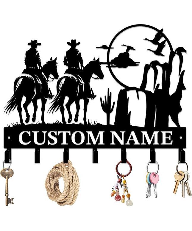 peanut case Personalized Farm Horse Keys Hooks,Custom Name Metal Cowboy Horse Art Keys Hooks,Metal Horse Lover Wall Home Storage Decorative Keys Hooks,Key Holder Hooks for Wall (Style F)