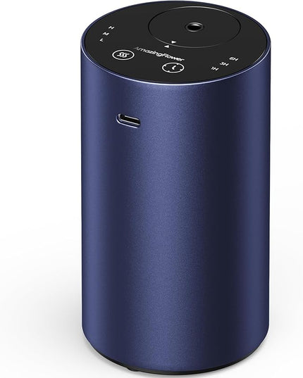 Waterless Essential Oil Diffuser, Rechargeable Scent Diffusers with 3 Mist Levels & Timers, Portable Aromatherapy Diffuser for Home Car Room Studio Office, Deep Blue