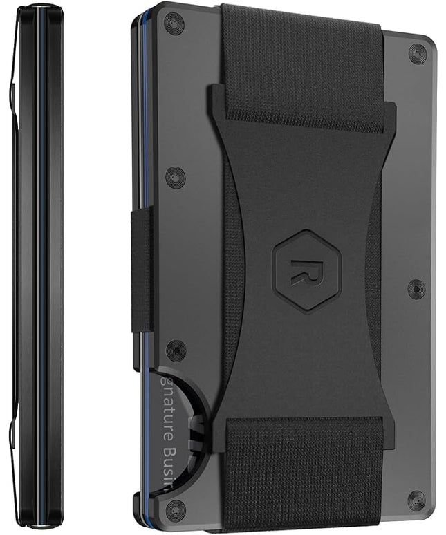 Ridge Wallet for Men - Slim Minimalist Compact Wallet and Card Holder, RFID Protected Front Pocket Wallets for Men with Integrated Cash Strap (Gunmetal Titanium)