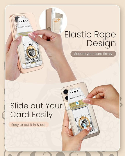 Shorogyt Compatible with Magsafe Wallet with Grip Magnetic Card Holder - Cute Phone Wallets with Ring Stand for iPhone 17/16/15/14/13/12 Series for Women Girls Love Cat Design, Fit 7 Cards