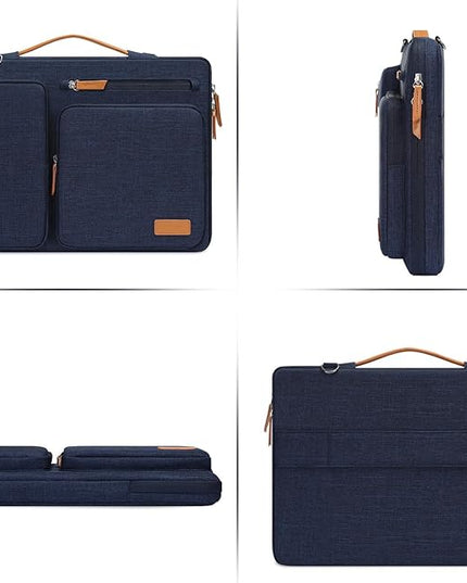 MOSISO 360 Protective Laptop Shoulder Bag,14 inch Computer Bag Compatible with HP Lenovo Dell ASUS Acer, HP, Dell Latitude, Lenovo,Side Open Messenger Bag with 4 Zipper Pockets&Handle, Navy Blue
