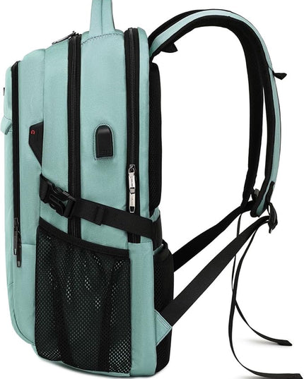 DUSLANG 17 Inch Laptop Backpack for Travel Water Resistant College Backpack for Men/Women Laptop Bag with USB Charging Port, Green A
