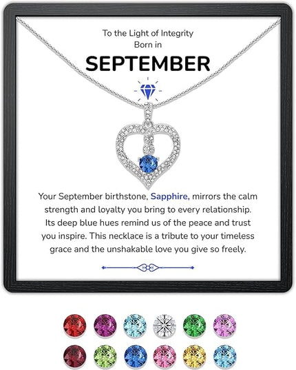 TRYNDI Birthstone Necklace for Women - Infinity 12 Months Birthstone Necklace, Christmas Gifts for Wife, Daughter, Girlfriend, Mom - Mother’s Day, Valentine’s, Anniversary, Birthday Gift for Her
