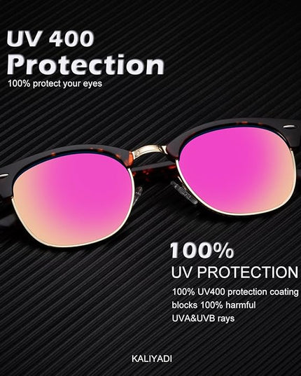 KALIYADI Polarized Sunglasses for Men and Women Semi-Rimless Frame Driving Sun glasses UV Blocking