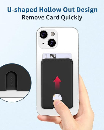 Senose Phone Card Holder, Silicone Anti Slip Out Phone Wallet Stick On Credit Card Holder, Id Card Pouch Compatible for iPhone 13/12 Pro Max Samsung Galaxy Smartphone, 3 Pack (Black)