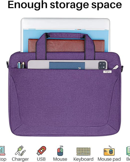 15.6 16 Inch Laptop Shoulder Bag for Men Women,Waterproof Computer Carrying Case Messenger Bag with Strap,Laptop Briefcase for 14-15-16 In MacBook/Chromebook/Notebook Hp Dell Acer Asus,Purple
