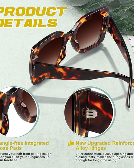 GQUEEN Oversized Square Frame Sunglasses Womens Retro Vintage Trendy Shades,S904
