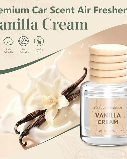 AROIC Hanging Car Air Freshener, 6 Pack Vanilla Cream Long Lasting & Refillable Air Freshener, Natural Plant Essential Oil Fragrance Aromatherapy Diffuser, Car Accessories Interior Set for Women & Men