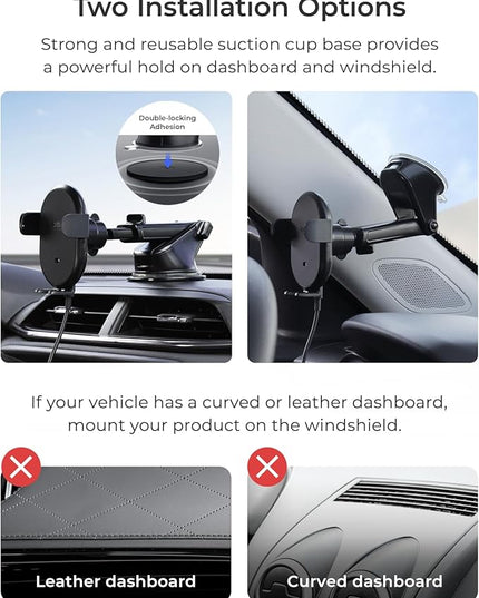 iOttie Auto Sense 2 Dash & Windshield Car Phone Holder with Qi Wireless Charging – Auto Clamping Phone Mount & Charger for iPhone, Google Pixel, Samsung Galaxy, Huawei, LG (Adapter Not Included)