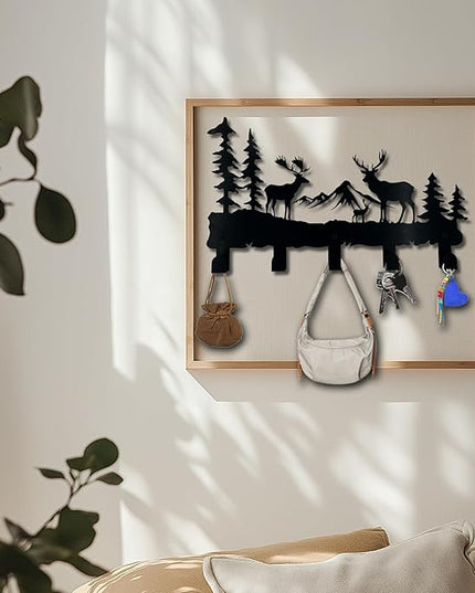 ZORISE Metal Deer Hooks - Moose Design Wall Art Decor and Key Hanger, Clothes, Hat, and Backpack Rack, Home Decor for Entryway, Hallway, Office, Kitchen, and Living Room