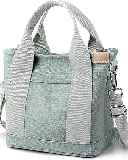 Small Tote Bag with Zipper, 2024 Canvas Multi-Pocket Crossbody Bag Shoulder Bag Satchel Hobo Bag Messenger Bag