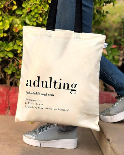 Eco Right Tote Bag for Women, Reusable Grocery Bag, Canvas Tote Bag for Shopping, Cotton Bag for Daily Use, Gifts for Women