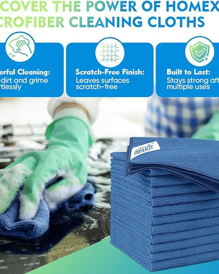 HOMEXCEL Lake Green Microfiber Cleaning Cloth 12 Pack 12.5 x 12.5 inch Microfiber Towels for Cars Ultra Absorbent Car Washing Cloth Lint Free Streak Free Cleaning Rags for Car, Kitchen Window