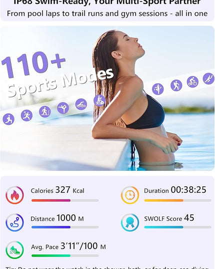 Smart Watch for Women Men Android & iPhone [2 Bands, 44mm case], Alexa Built-in, 1.83'' Smartwatch Make/Answer Call, HR SpO2 Sleep Stress Monitor Fitness Tracker, IP68 Waterproof Step Counter Watch