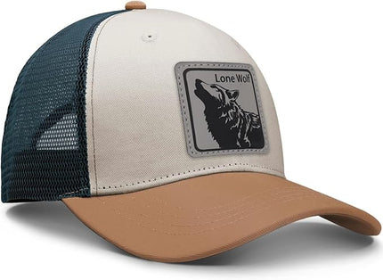 Animal Trucker Hats Leather Pattern Adjustable Snapback Mesh Animal Baseball Cap for Men