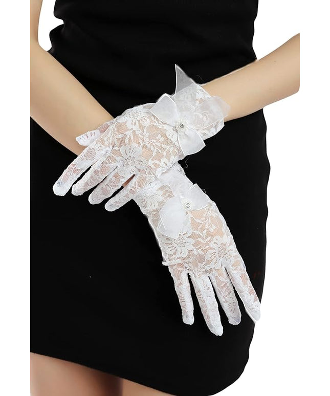 Sahabowi Satin Gloves Formal Bridal Banquet Party Wedding Opera Solid Colorful Mitten For Women