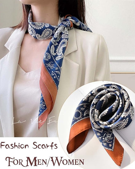 kcctoo 27.5" Mulberry Silk Feeling Head Scarf Women's Fashion Square Neck Satin Scarfs for Bag Hair Scarves Gift