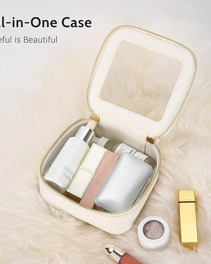 Aveniee Clear Makeup Bag Small, Mini Travel Toiletry Bag Cosmetic Bags Organizer, TSA Approved Clear Makeup Case Pouch with Zipper, Car Essentials for Women Men,White
