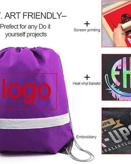 BeeGreen Drawstring Backpack Bags 20,30,50 Packs Reflective String Bags for Gym Sport Trip Cinch Sack DIY for Women Men