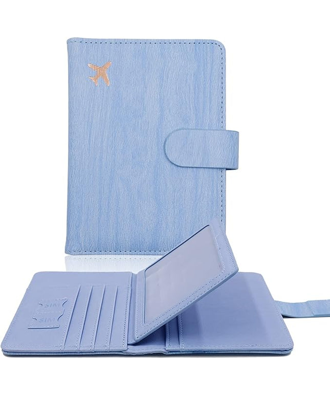 Melsbrinna Rfid Passport Holder for Travel women/Men, Cute Passport Wallet Rfid Blocking Card Slots, Rfid Passport Cover/CaseTravel Wallet, Passport Book Holder (1, Blue4)