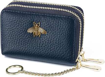 imeetu RFID Credit Card Holder, Small Leather Zipper Card Case Wallet for Women