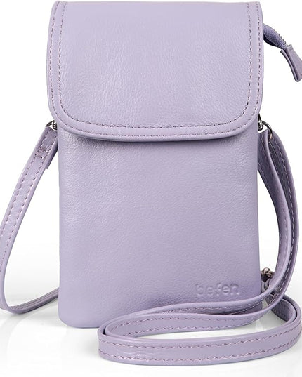 befen Genuine Leather Small Crossbody Bags for Women Cell Phone Bag Cross Body Purses,Silver Zipper
