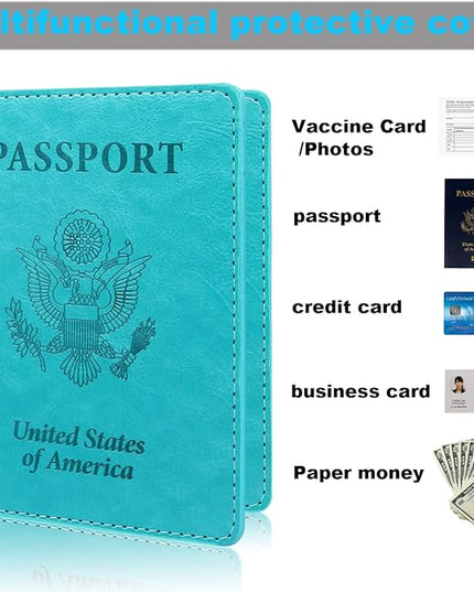 Turquoise & Pink Passport Holder, Cruise Essentials Passport Wallet Cover Case for Family Women Men, Travel Must Haves Passports Book Protector | Cruise Essentials, for Family, Travel Must Haves
