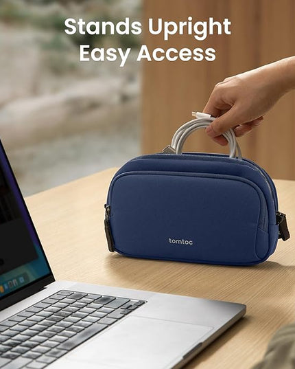tomtoc Electronic Organizer Travel Case, Water Resistant Dual Compartment Tech Pouch Cable Organization Storage Bag for Charger, Cord, Phone, Hard Drive, Power Bank, Accessories Travel Essentials