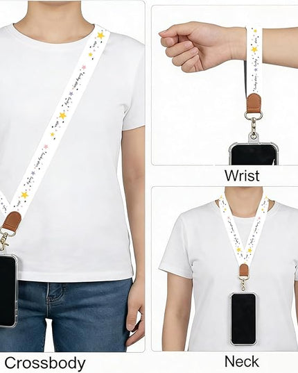 Phone Lanyard Crossbody with Wrist Strap, Lucky Star Adjustable Neck & Wrist Strap for Keys, ID Badges, Phone Case Accessories