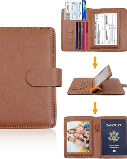 Melsbrinna Rfid Passport Holder for Travel women/Men, Cute Passport Wallet Rfid Blocking Card Slots, Rfid Passport Cover/CaseTravel Wallet, Passport Book Holder (1, Brown)