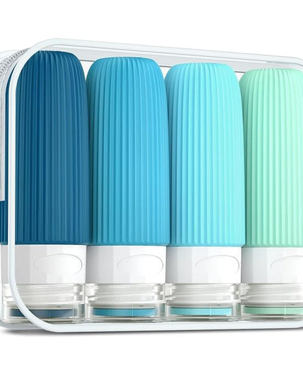 Travel Bottles for Toiletries, Tsa Approved 2oz Travel Bottles, BPA Free Leak Proof Travel Size Toiletry Containers, Refillable Travel Accessories with Toiletry Bag for Shampoo Liquid (4 Pack)