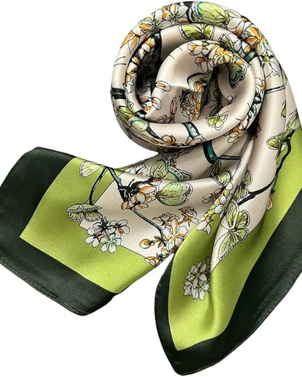 MINIDORA Satin Scarves for Women 27.5 × 27.5 inches Medium Square Elegant Silk Feeling Head Scarf