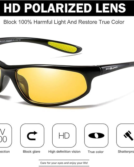 FAGUMA Polarized Sports Sunglasses For Men Cycling Driving Fishing UV400 Protection