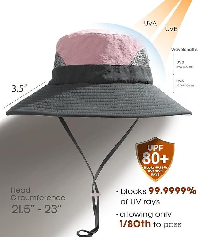 FURTALK Womens Sun Hat with Ponytail Hole Beach Hiking Summer Wide Brim UPF 80+ Outdoor Protection Foldable Bucket Hat
