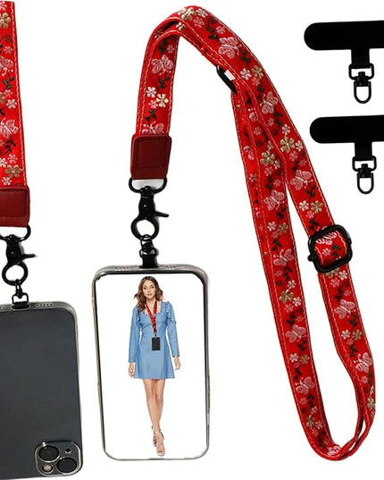 Adjustable Lanyard for Phone, Camera, Name Tags, ID card, Keychain and Wristlet Straps with 2 phone pads(Black)