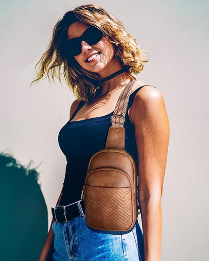 Leather Crossbody Bags for Women Small Sling Bag Anti Theft RFID Chest Purse Fanny Pack for Travel