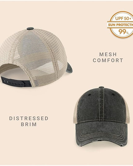 CHOK.LIDS Everyday Premium Washed Trucker Hat Unstructured Distressed Pigment Dyed Cap Adjustable Outdoor Headwear