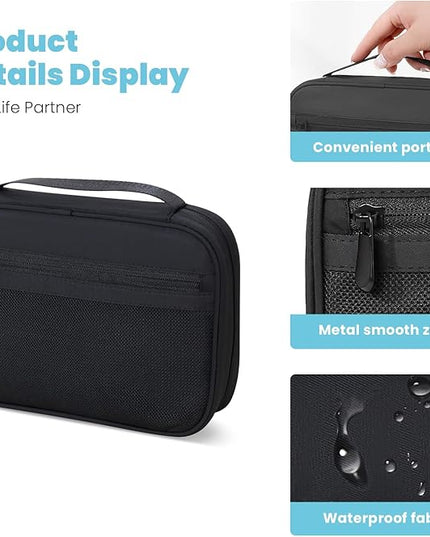 Electronics Organizer Bag, Portable Cable Organizer Case Travel Electronic Accessories Storage Case - Travel storage bag for Cables, Chargers, Phone, SD Cards - Black