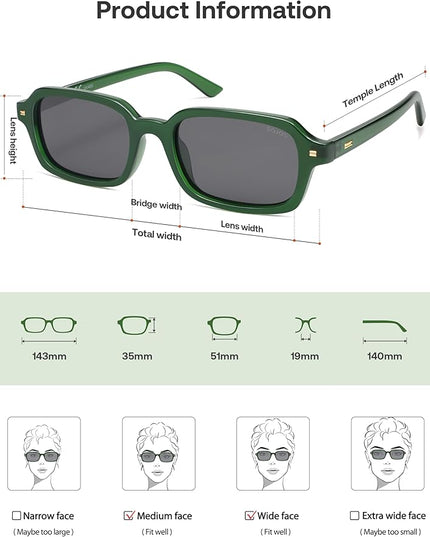 SOJOS Trendy Rectangle Polarized Sunglasses Womens Mens, Small Retro Fashion Thin Slim Square Sunnies SJ2610