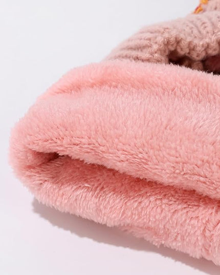 HUAMULAN Women Winter Beanie Hats One Piece Fleece Lined Knit Balaclavas Mask Set Skull Neck Circle Scarf Ski Snow Hat Pompom