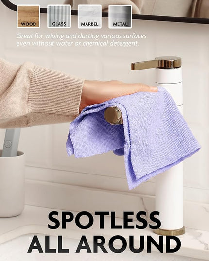 Fantasticlean Microfiber Cleaning Cloth Roll -150 Pack, Tear Away Microfiber Towels, 12" x 12", Reusable, Washable, Ultra Absorbent Dishcloth for All-Around Cleaning Supplies (Pink & Lavender)
