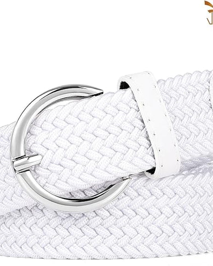 JASGOOD Women Men Braided Woven Elastic Stretch Belt Golf Canvas Casual Belt for Jeans Pants