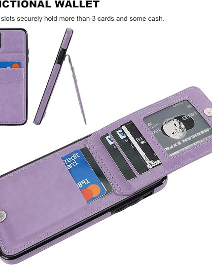 KIHUWEY Compatible with iPhone 11 Pro Max Case Wallet with Credit Card Holder, Premium Leather Magnetic Clasp Kickstand Heavy Duty Protective Cover for iPhone 11 Pro Max 6.7 Inch(Purple)