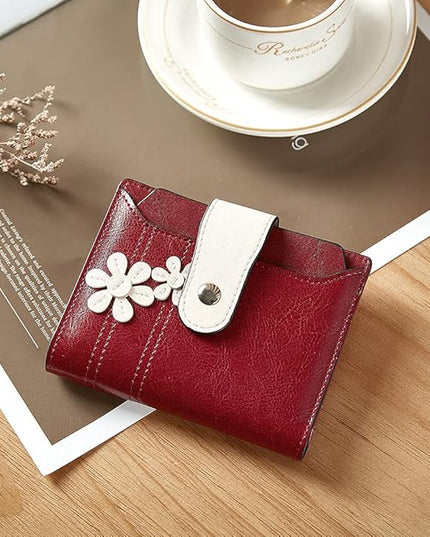 BOSTANTEN Women Leather Wallet RFID Blocking Small Bifold Zipper Pocket Wallet Card Case Purse with ID Window