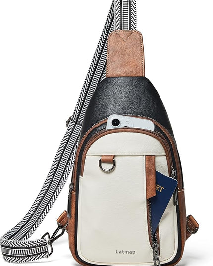 7L Sling Bag for Women Men Leather Small Sling Backpack Daypack Anti Theft Fanny Pack Crossbody Purse Travel