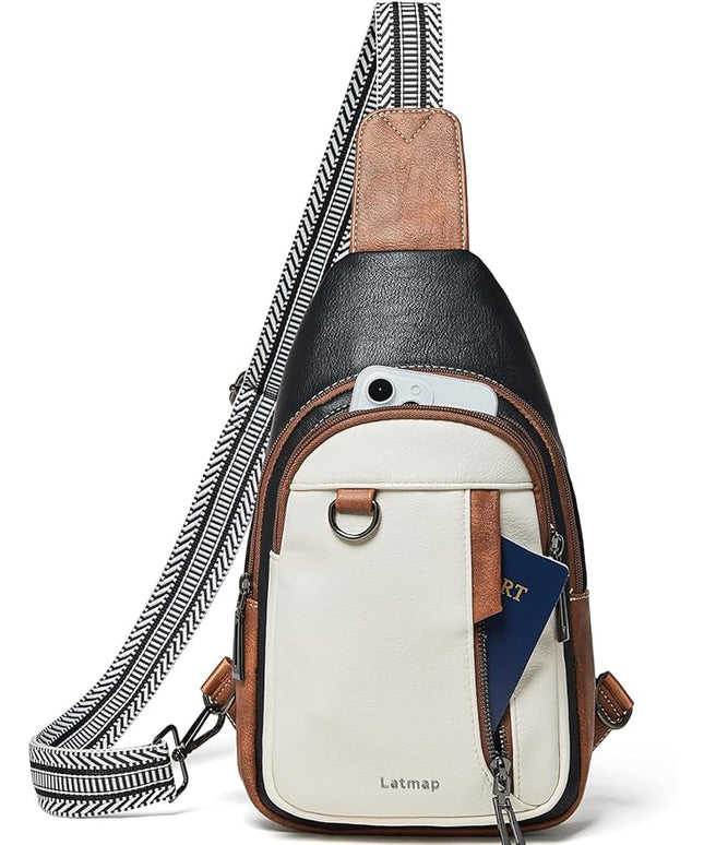 7L Sling Bag for Women Men Leather Small Sling Backpack Daypack Anti Theft Fanny Pack Crossbody Purse Travel