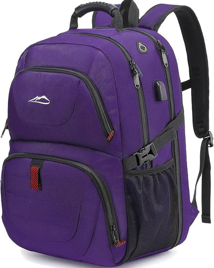 ProEtrade Travel Backpack, Extra Large Laptop Backpack School Business Anti Theft TSA Approved College Work Computer Bag Fits 17 Inch Laptop with USB Charging Port Bookbag for Women Men(Purple)