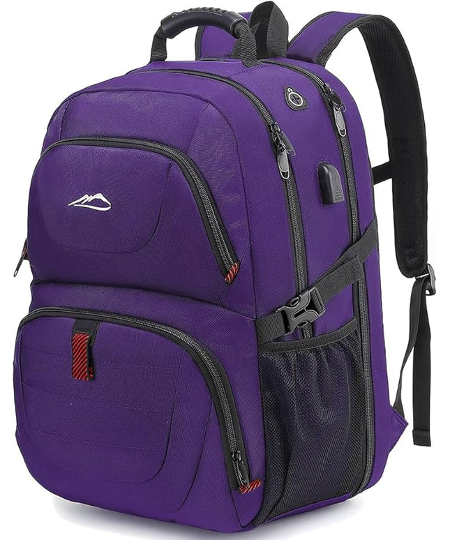 ProEtrade Travel Backpack, Extra Large Laptop Backpack School Business Anti Theft TSA Approved College Work Computer Bag Fits 17 Inch Laptop with USB Charging Port Bookbag for Women Men(Purple)