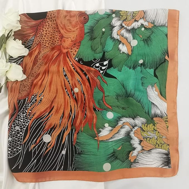 Julunar Silk Like Head Scarf for Women - Satin Large Hair Scarves - 35" Square Silk Hair Wrap for Sleeping with Gift Packed